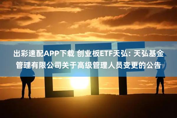 出彩速配APP下载 创业板ETF天弘: 天弘基金管理有限公司关于高级管理人员变更的公告